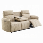 Picture of Dark Beige Polish Microfiber Power Motion Sofa w/Drop Table