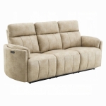 Picture of Dark Beige Polish Microfiber Power Motion Sofa w/Drop Table