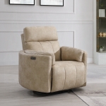 Picture of Dark Beige Polish Microfiber Power Motion Glider Recliner w/Swivel