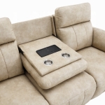Picture of Dark Beige Polish Microfiber Power Motion Sofa, Loveseat and Recliner w/Swivel
