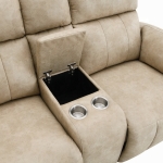 Picture of Dark Beige Polish Microfiber Power Motion Sofa, Loveseat and Recliner w/Swivel